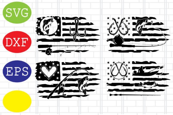 American Fishing Flag SVG: Graphics for Crafts & Commercial Use