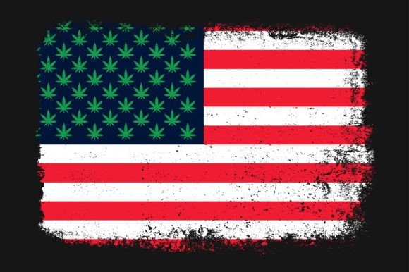 Cannabis Weed USA Flag SVG Sublimation Graphics for Crafts
