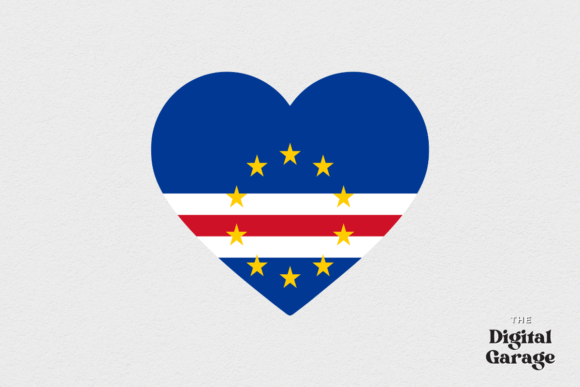 Cape Verde Heart Flag Graphics for Crafts