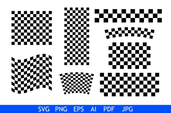 Checkered Racing Flag Pattern Set: Graphics for Crafts