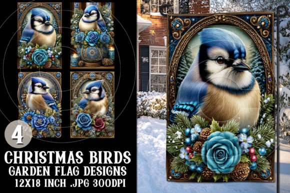 Christmas Birds 4 Garden Flag Designs 2: Graphics for Crafts-Driven Branding