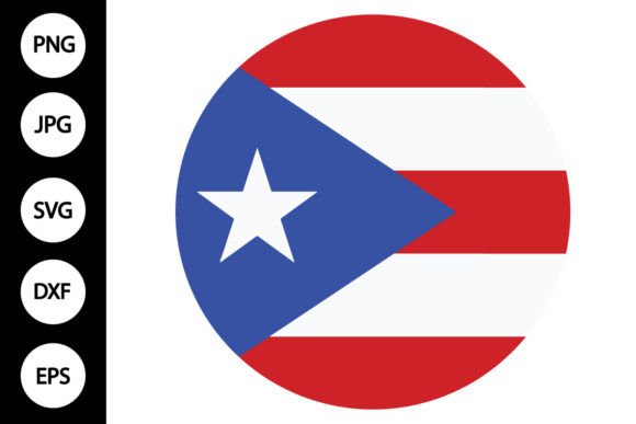 Circle Puerto Rico Flag Graphics for Crafts