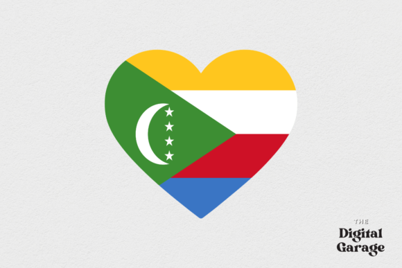 Comoros Heart Flag Graphics for Crafts and Editorial Use