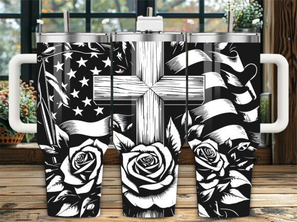 Cross American Flag Graphics for Crafts