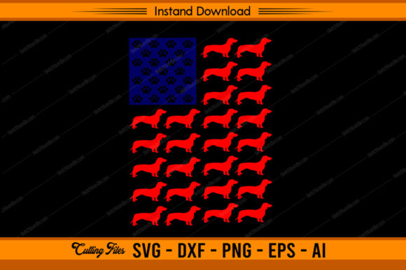 Dachshund Dog Us Flag Graphics for Crafts