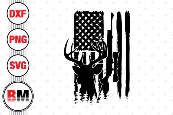 Deer Hunting American Flag Graphics for Crafts