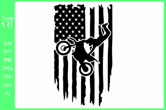 Dirt Bike Distressed Flag Graphics for Crafts
