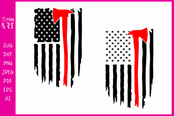 Distressed Firefighter Flag Graphics for Crafts