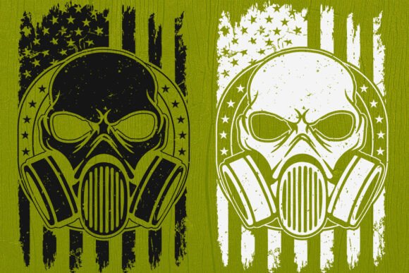 Dripping Skull Gas Mask with USA Flag Graphics