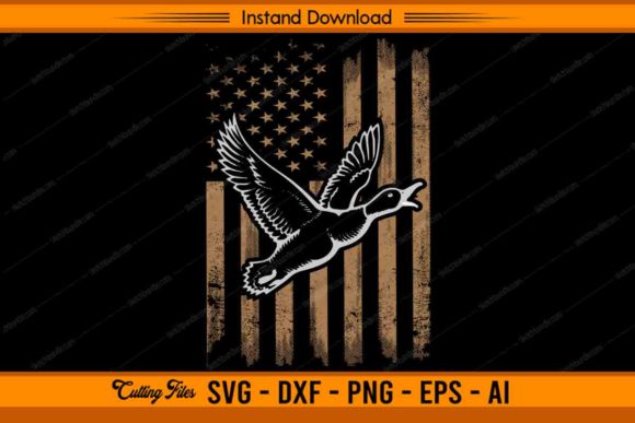 Duck Hunter American Flag Hunting Design Graphics