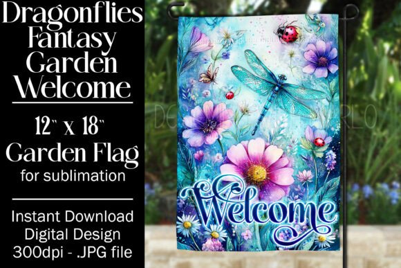 Fantasy Dragonflies Garden Flag D12