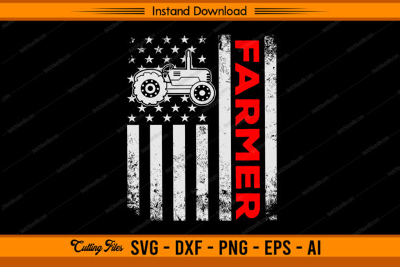 Farmer American Flag Graphics for Crafts