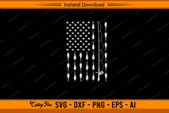 Fishing USA Flag Graphics for Crafts and Branding