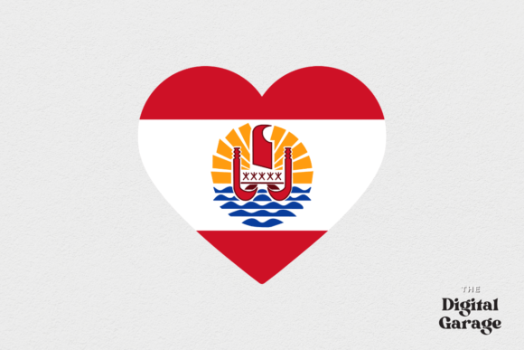 French Polynesia Heart Flag Graphics for Crafts