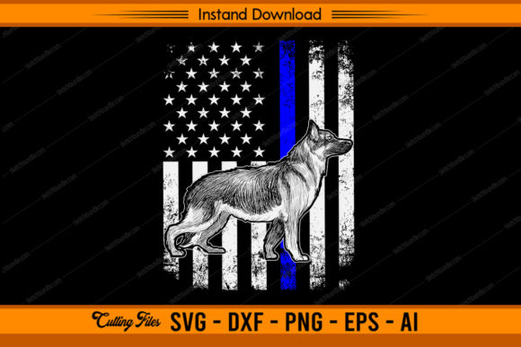 German Shepherd With Flag Graphics for Crafts