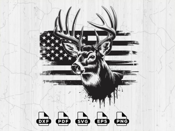 Hunting Flag SVG, Deer American Flag: Graphics for Crafts & Local Branding