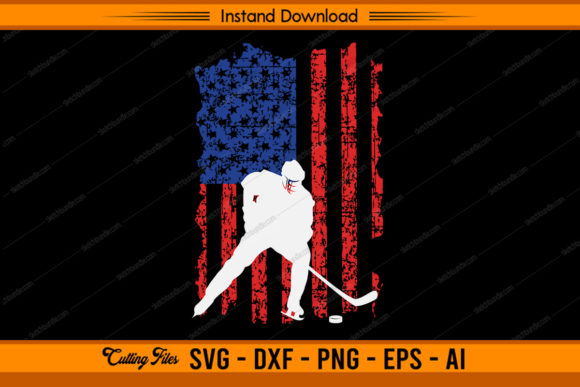 Ice Hockey with US Flag