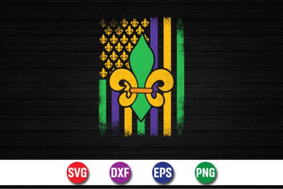 Mardi Gras American Flag Graphics for Crafts