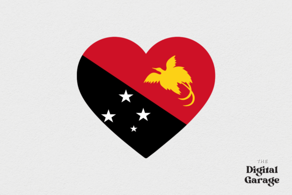 Papua New Guinea Heart Flag Graphics for Crafts