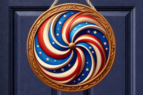 Patriotic American Flag Swirl Door Sign: Graphics for Crafts & Content