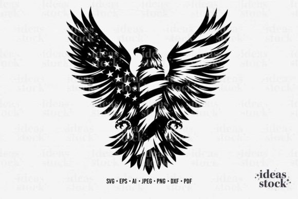 Patriotic Eagle + Flag SVG: Graphics for Crafts & Branding