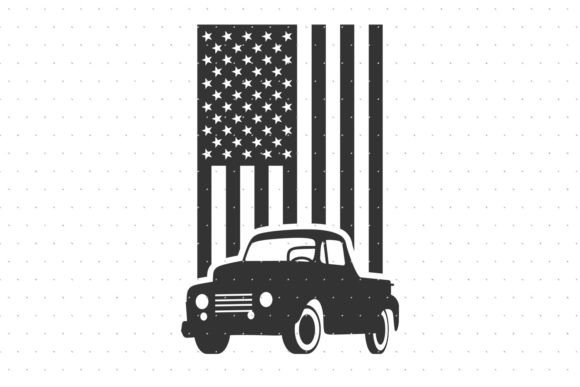 Pickup Truck with an American Flag SVG: Crafts & Graphics