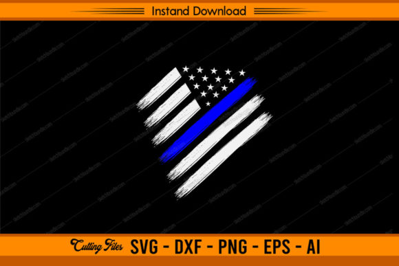 Police US Flag Graphics for Crafts