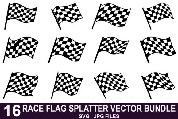 Race Flag Silhouette Vector Bundle: Graphics for Crafts & Content