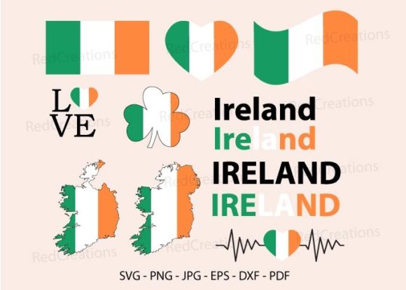 Republic of Ireland Map Flag Svg, Heart