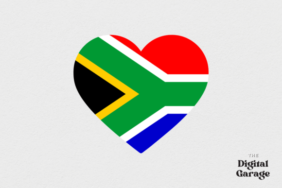 South Africa Heart Flag Graphics for Crafts and Editorial Design