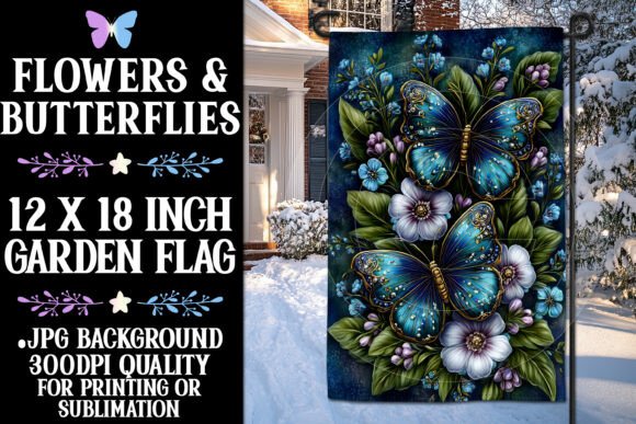Sublimation Butterfly Garden Flag Design: Graphics for Crafts