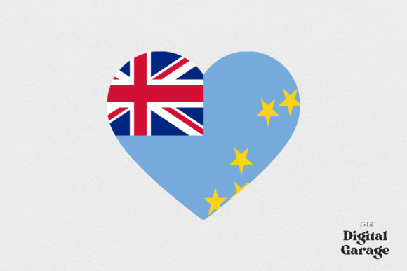 Tuvalu Heart Flag Graphics for Crafts