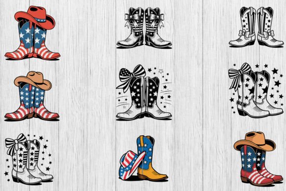 Usa Flag Cowboy Boots Svg Bundle for Crafts & Graphics