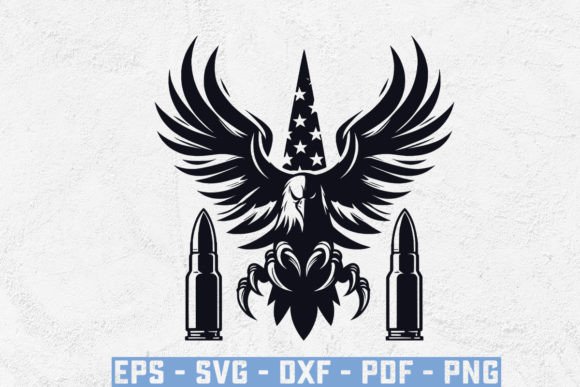 USA Flag with Eagle Claw Bullet SVG Graphics for Crafts