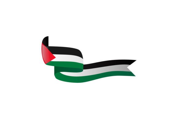 Wavy Banner Palestine Flag Graphics for Crafts